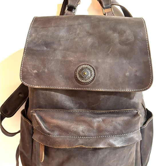 Handmade vintage  unisex Classic gray Brown distressed Leather Backpack - Picture 9 of 10